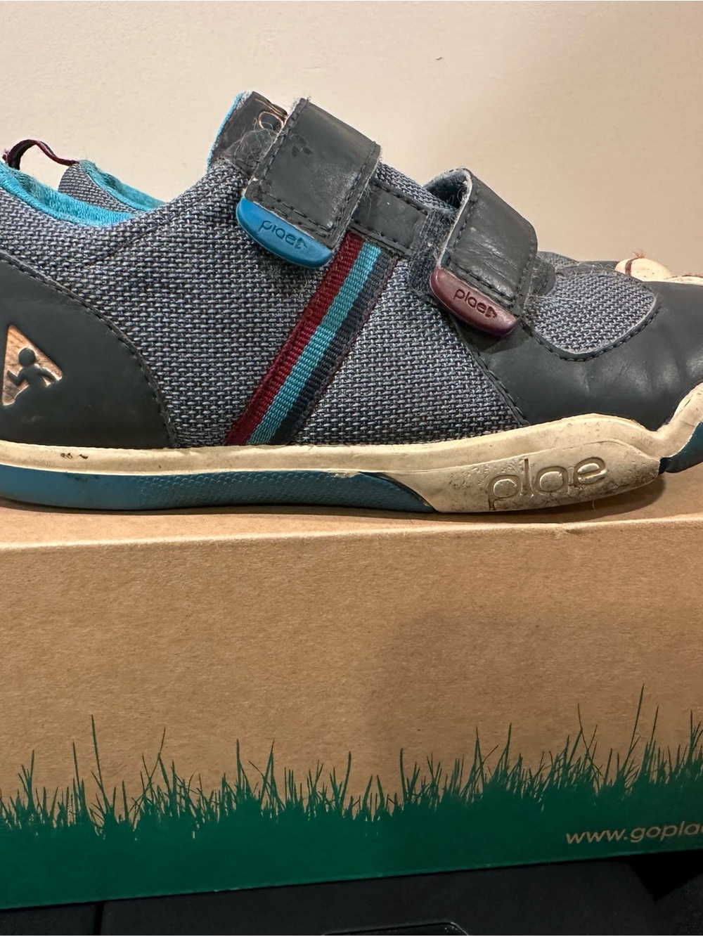PLAE Kids Dark Gray Sneakers with Teal Accents